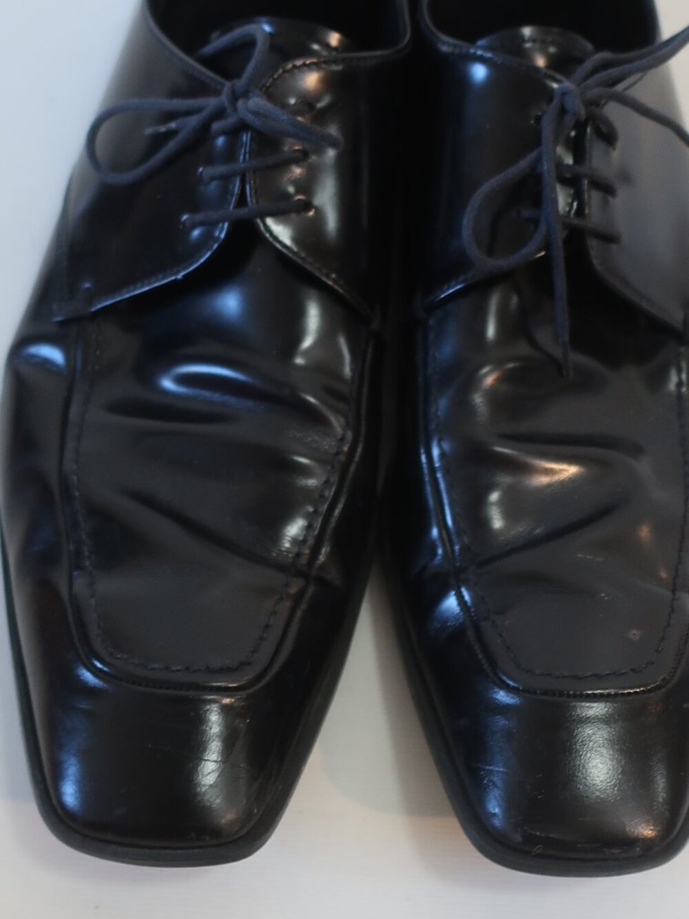 Mens Prada Black Leather Square Toe Oxford Lace Up Shoes 11 - Picture 7 of 16